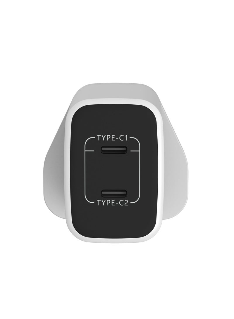 اى او سويت شاحن جداري iOsuite بقوة 45 واط بتقنية GaN، منفذين USB-C شحن سريع QC مع كابل Type-C مجاني، شاحن منزلي مدمج متوافق مع آيفون 16/15، آيباد، سامسونج جالاكسي، بيكسل والأجهزة اللوحية – RY-U45D-CC - Image 3